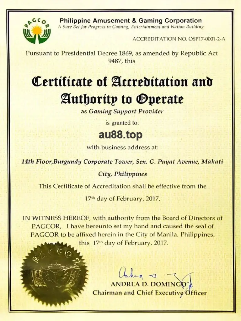 cetificate-au88top